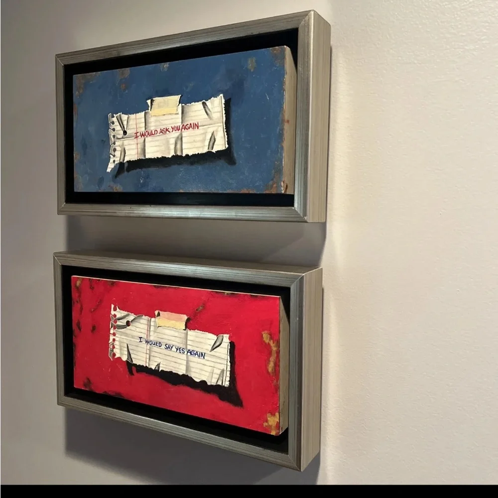 Original 6”x12” oil “notes” paintings on canvas panels. - Picture 6 of 10